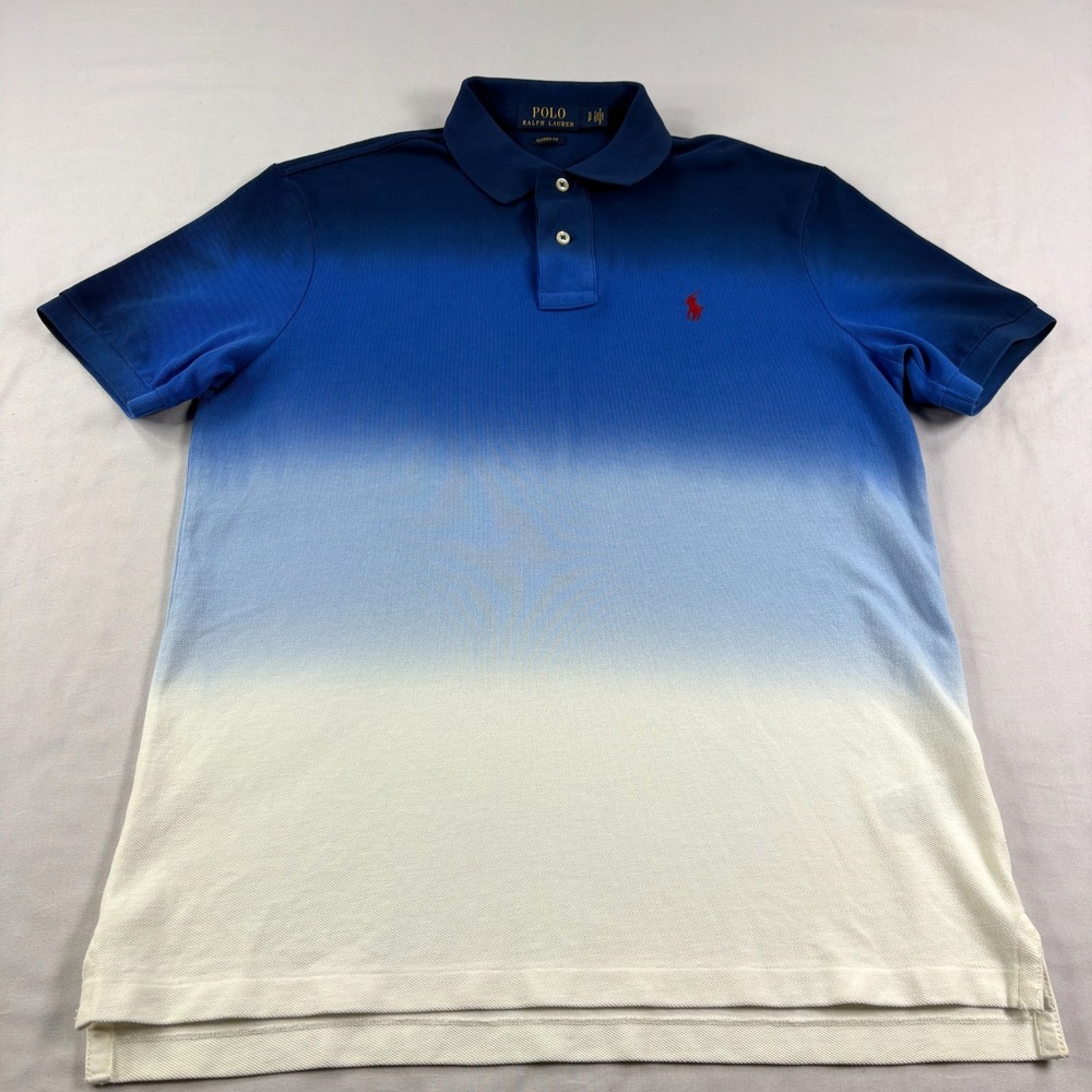 Polo Ralph Lauren Shirt Mens Small Blue Ombre‎ Casual Preppy Golf Cotton Classic